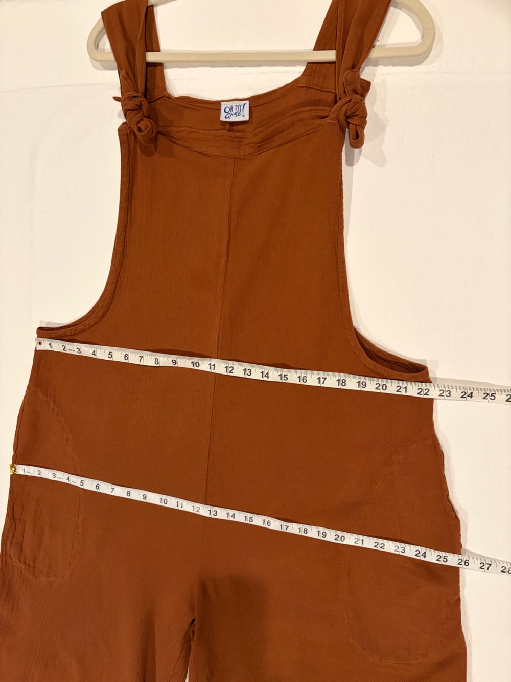 Oh My Gauze Sabina Jumpsuit Size 2 L/XL Cinnamon Brown 100% Cotton Wide Leg - Picture 7 of 9